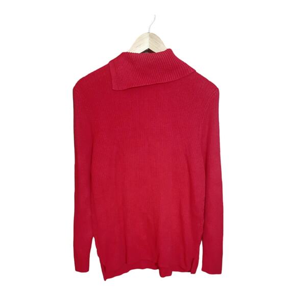 Lands' End Womens Red Mixed Stitch Split Turtleneck Sweater Size XL - Picture 3 of 8